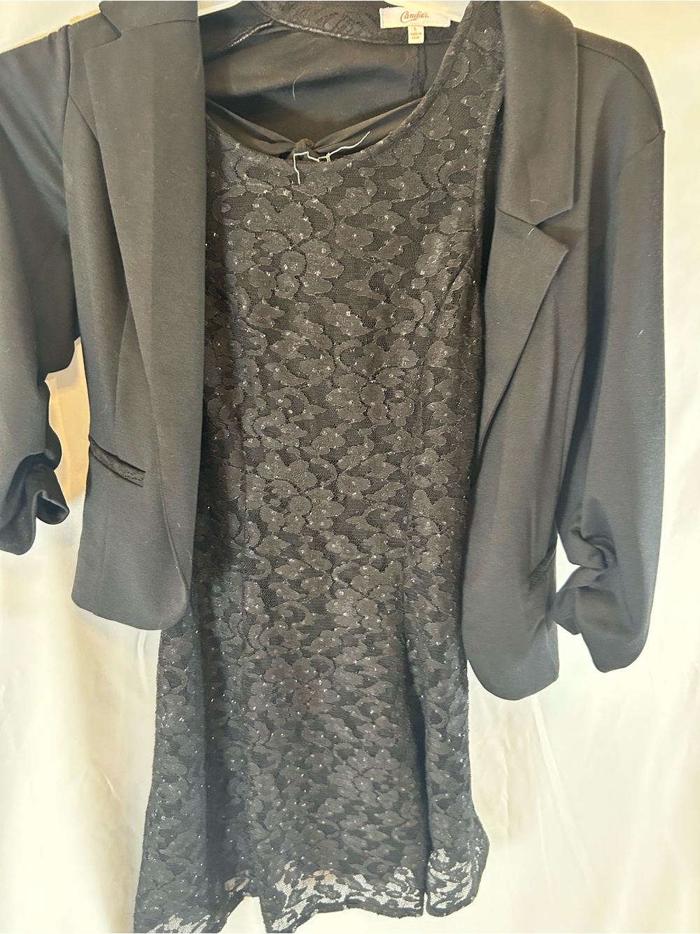 LuLaRoe Black Lace Dress with Black Blazer